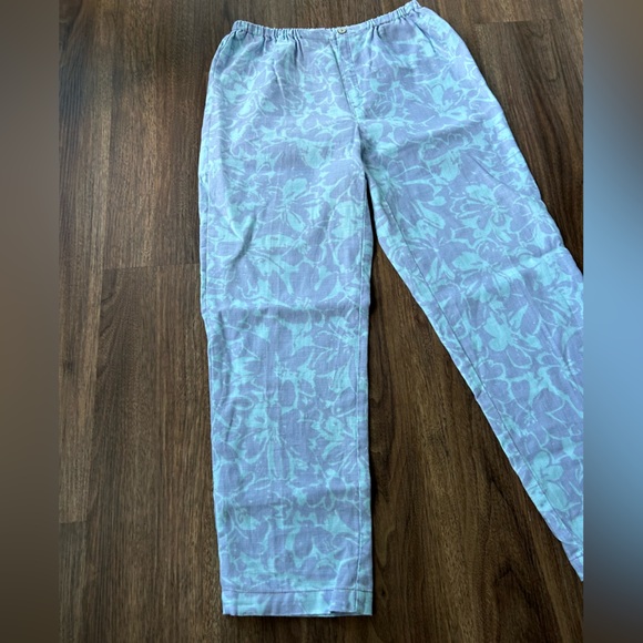VINTAGE SIGRID OLSEN 90s Linen Pastel Floral Pants Feminine Coastal Grandma Sz S - Picture 5 of 16
